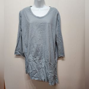 Just Jill‎ Tunic Long XL Blue Casual Long Sleeve Round Neck Asymmetrical B386